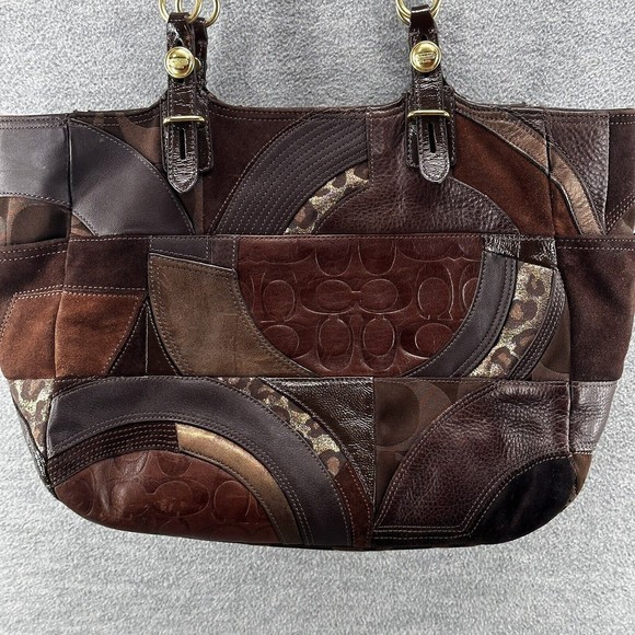 Coach Patchwork Tote in Brown and Tan - Picture 3 of 15